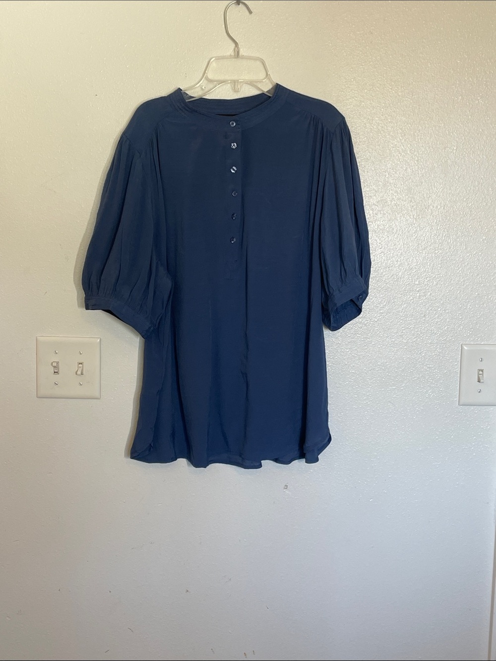 Banana Republic Slate Blue Button-Front Peasant Top